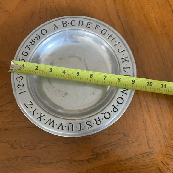 Vintage Wilton Pewter RWP Child's Alphabet & Numbers ABC-123 9" Bowl Plate - Picture 3 of 7